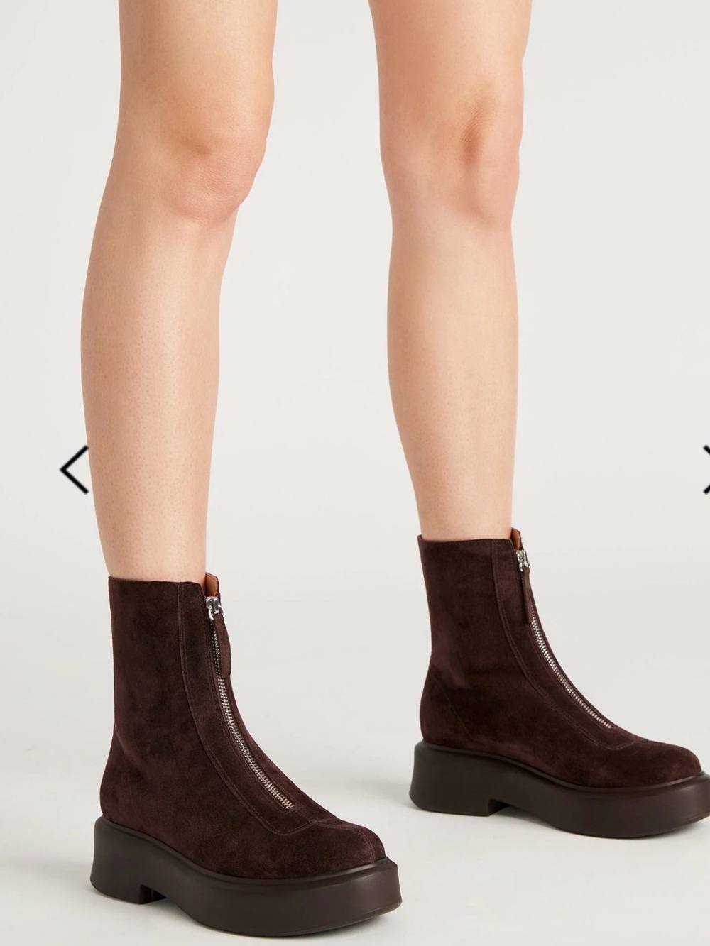 Steve Madden Dark Brown Suede Front-Zip Platform Booties